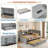 Upholstered Daybed With Trundle, Storage Shelves, Usb & Outlet And Vertical Striped Design-1559910768
