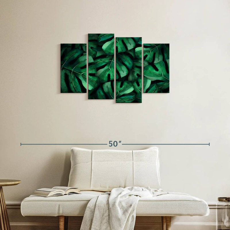 Harnek Dark Green Monsteras, 22" H x 36" W