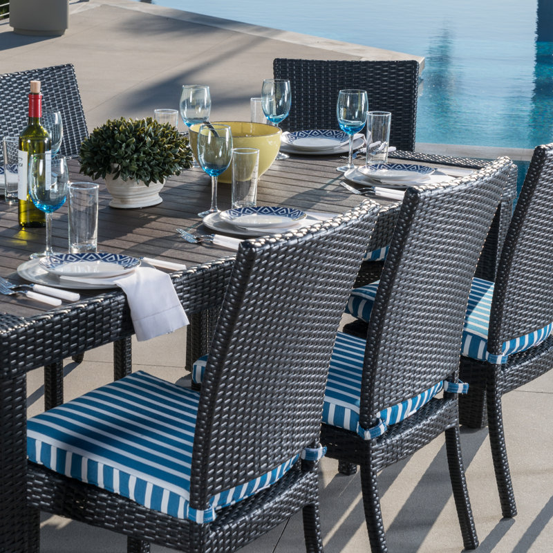 Cannes 9 Piece Dining Set with Cushions, Brown/Black Frame/Tikka Orange Cushion