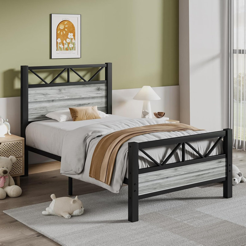 Lit plateforme Wykeisha, Full, Gris