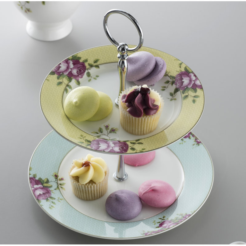 Archive Rose Bone China Tiered Stand
