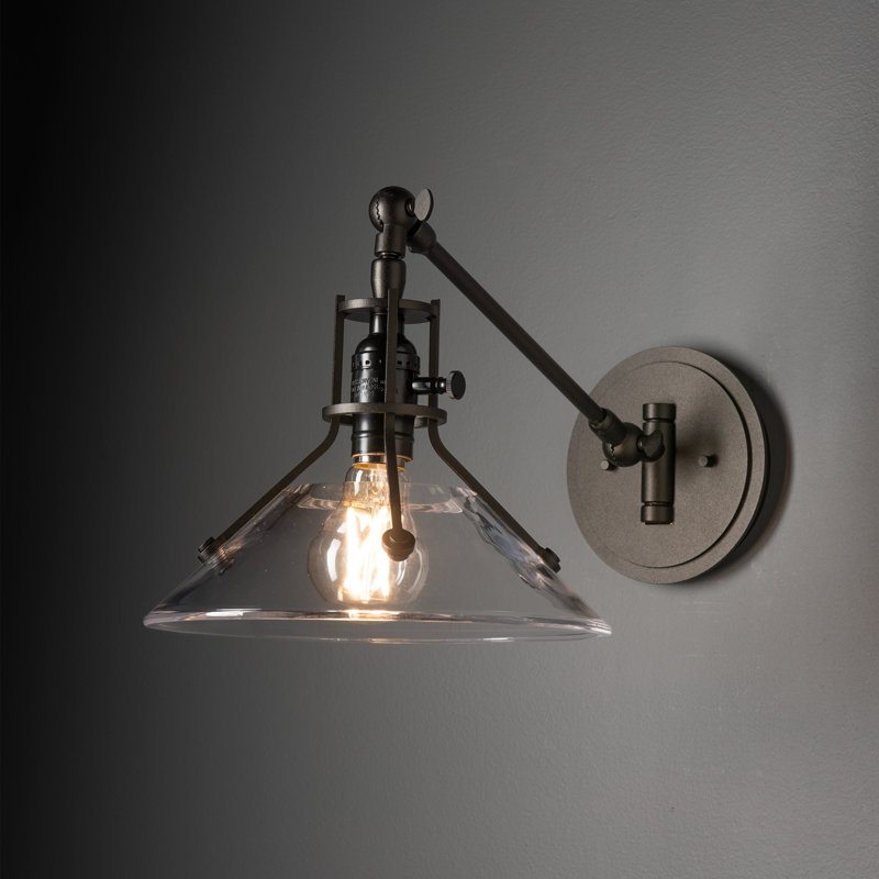 Henry Swing Arm Glass Shade Sconce, Oil Rubbed Bronze, Clear Glass