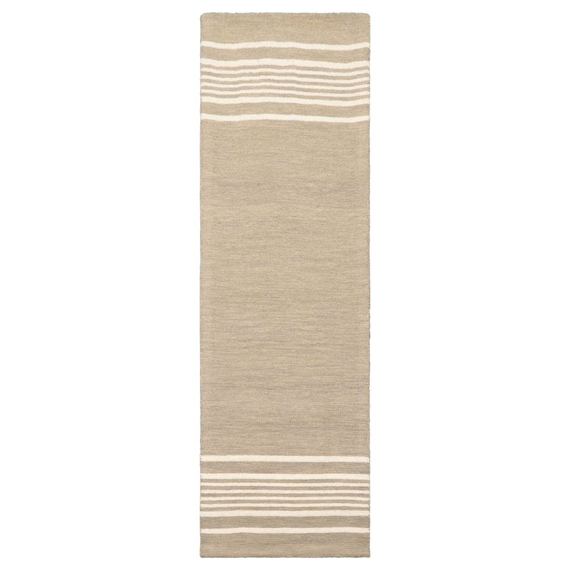 Modern Minimalist Wool Oriental Area Rug in Multi Sizes Moss Hand Tufted, Runner 2'3" x 8'