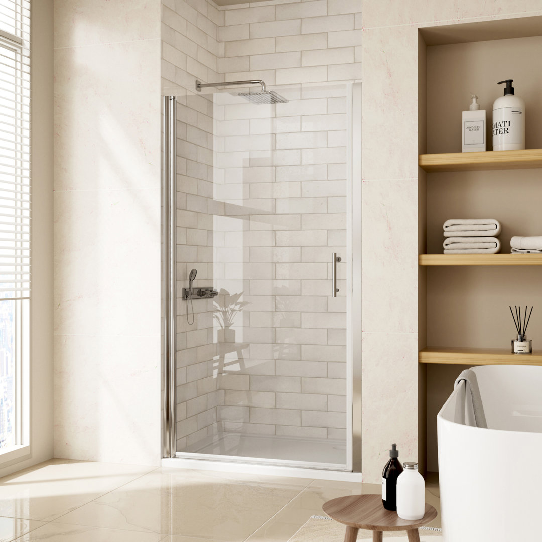 34" W x 72" H Frameless Pivot Shower Door, 1/4" (6mm) Clear SGCC Tempered Glass ACE DECOR Frame 