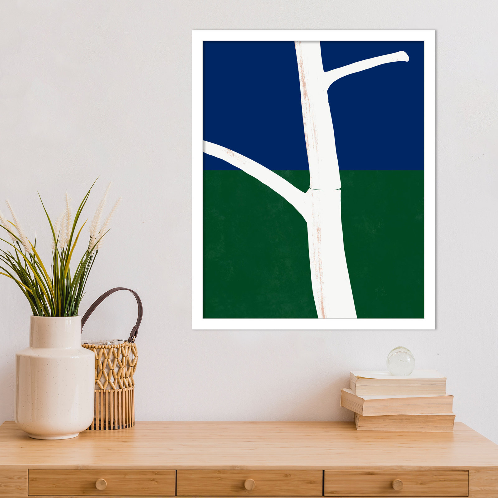 White Bark Print by Little Dean, Black Framed, 21" H x 17" W