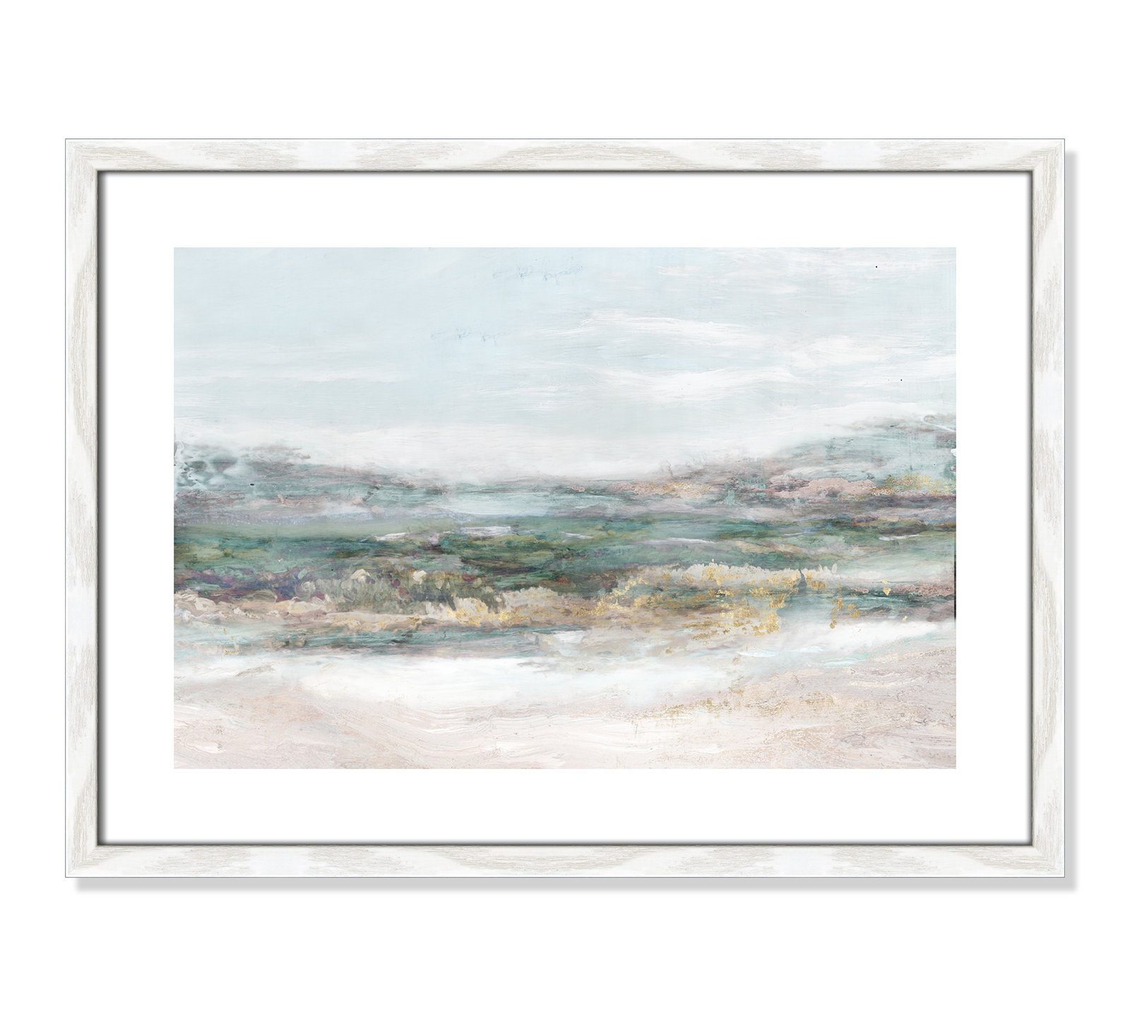 Lori "Dazzling" Painting by Matina Theodosiou, 17" H x 23" W x 0.75" D, White Wood Grain Framed Paper, White