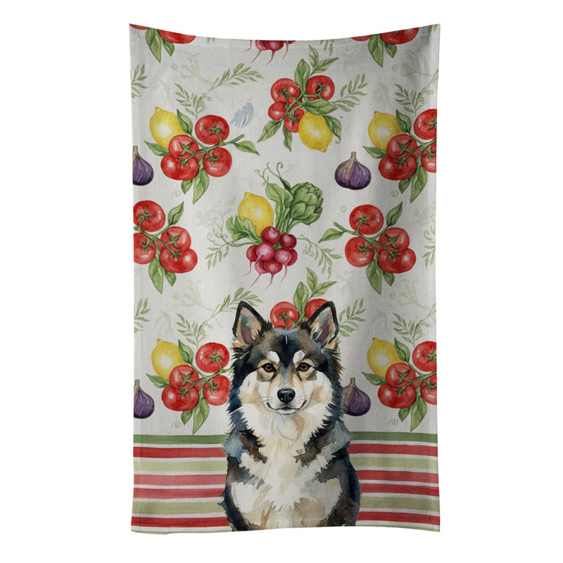 Finnish Lapphund Vegetables Kitchen Towel, Finnish Lapphund