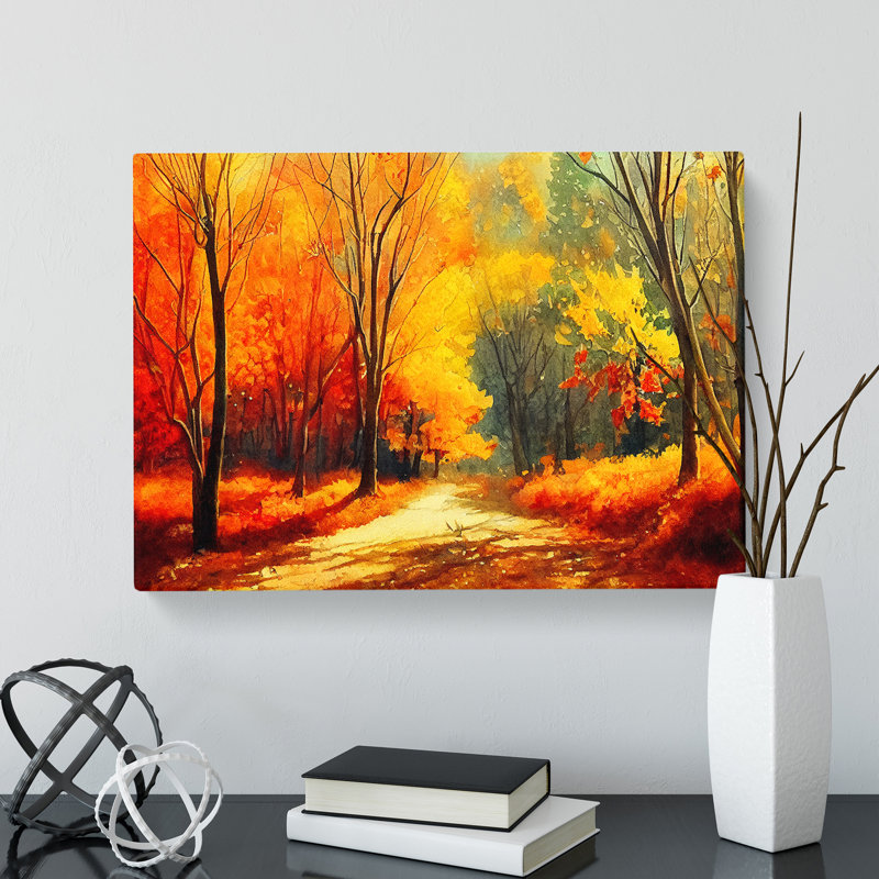 Watercolour Forest In Autumn Vol.5 - Wrapped Canvas, 35cm H x 50cm W x 3cm D