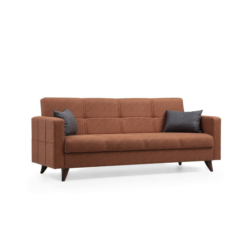 Stylish 3-Seat Sofa Bed, Tile Red, 80.7 x 33.9 x 29.5 inches | Durable Metal/Wood Frame, Comfortable 26 DNS Sponge Seating | Perfect for Living Room or Guest Room, Space-Saving Design with Plastic Legs