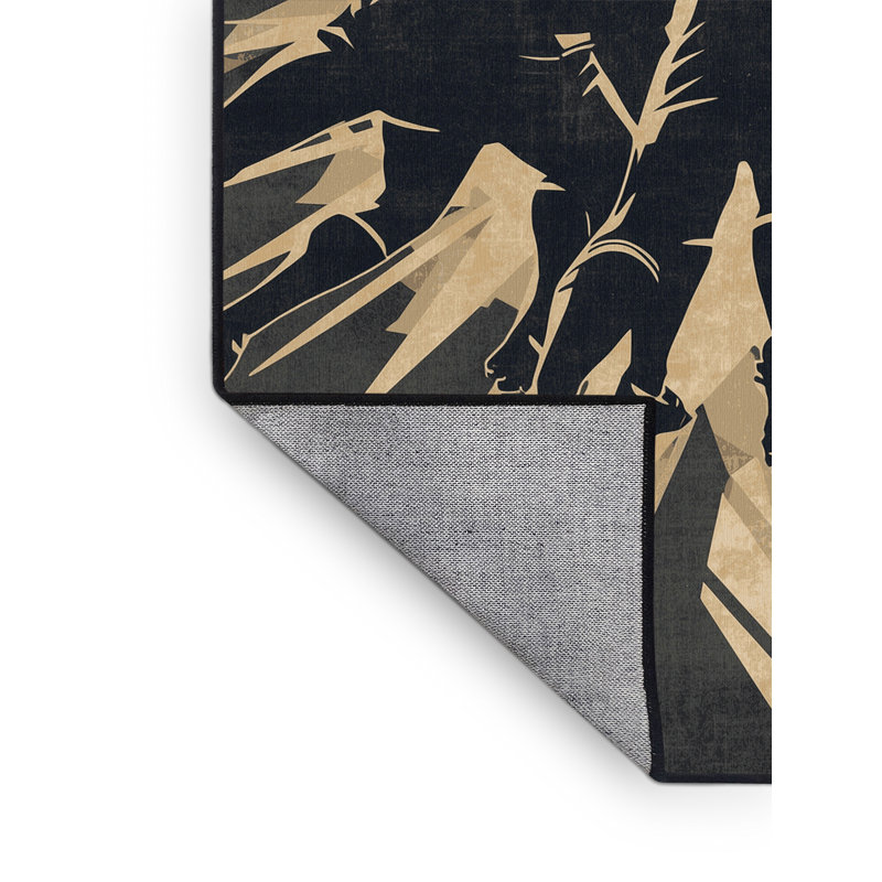 Machine Washable Auburndale Rugby Scrum Scene Rustic Geometric Rug in Gray – Black Binding, 5x8