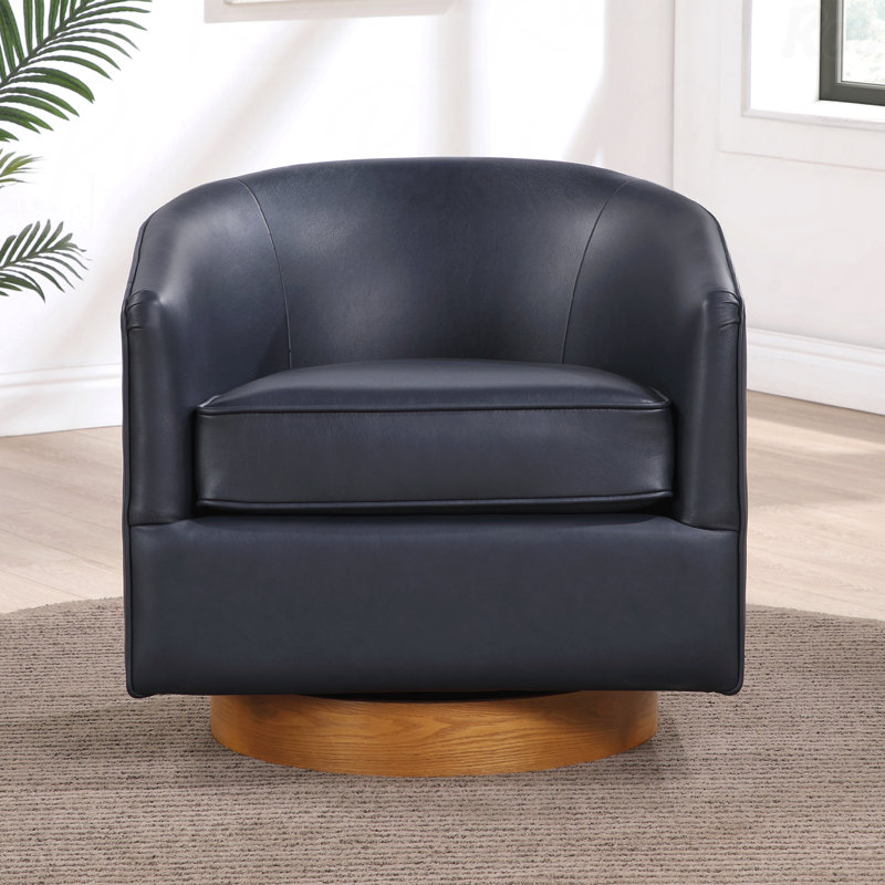 Selle revêtue de cuir artificiel avec base en bois cylindrique pivotante parfaite pour les chaises longues modernes, Brun