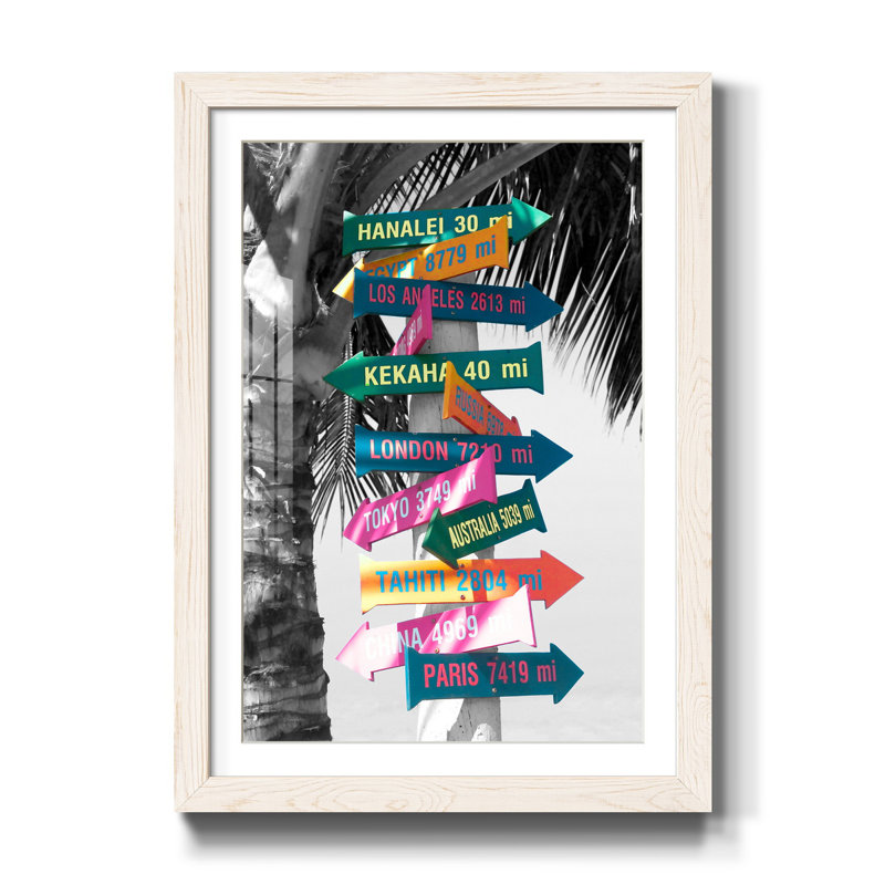 Mission Beach - impression d'art graphique, H 44 po x l 31 po x P 1 po, Papier encadré blanc, Blanc
