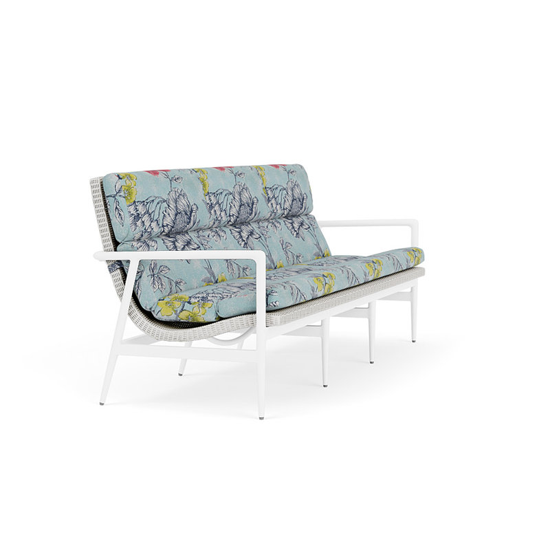 Cascade Outdoor 3 - Seat Patio Sofa, Serena Floral Meadow, Matte White