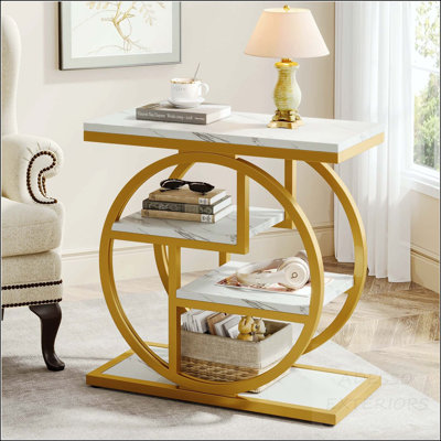 Table d'appoint industrielle à 4 niveaux avec tablettes de rangement