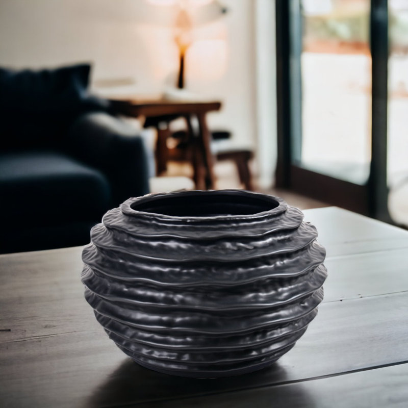 Ghanim Ceramic Table Vase, Black, Medium