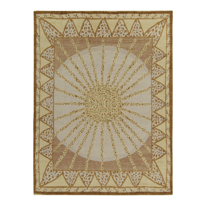 Art Deco Hand Knotted Wool Geometric Area Rug, Rectangle 8' x 10'
