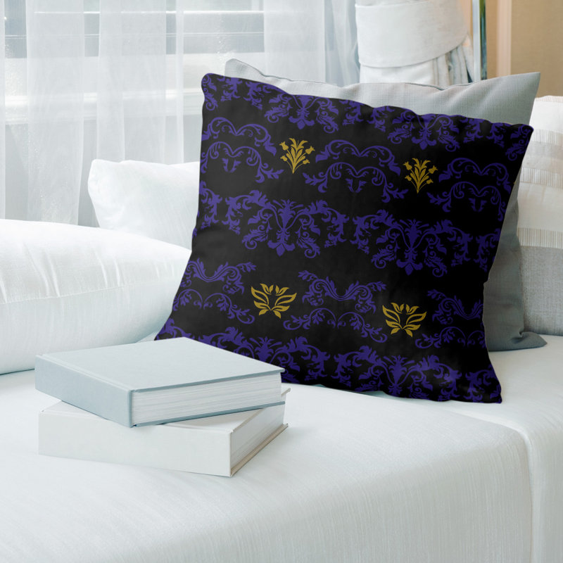 Housse de coussin Baltimore Football Baroque, 18" x 18", Simili daim, Noir / bleu / jaune