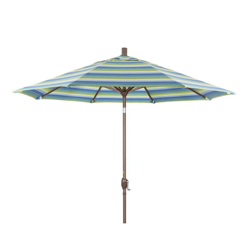 Parapluie De Marché 9', Sunbrella® bord de mer Séville rayé, Blanc mat