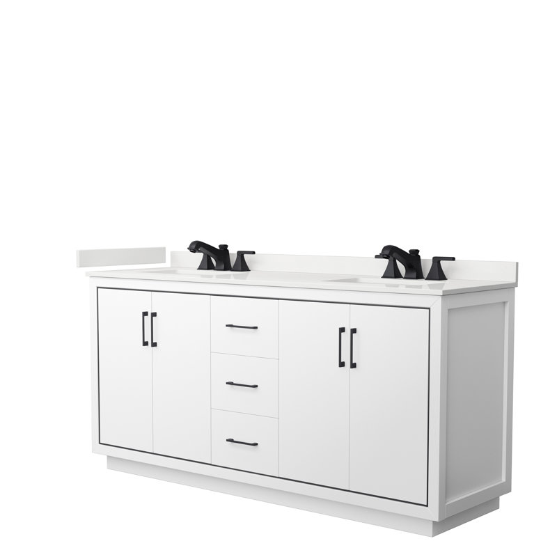 72'' W Double Vanity, WDX13332, White, Matte Black