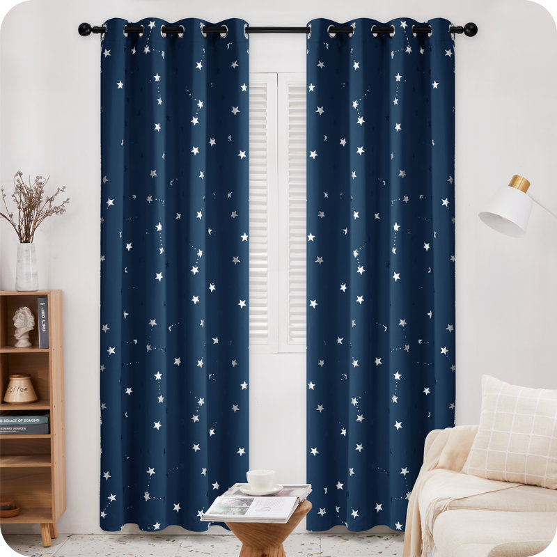 Raimah Blackout Curtain Pair, Navy Blue, 46cm Width x 229cm Drop