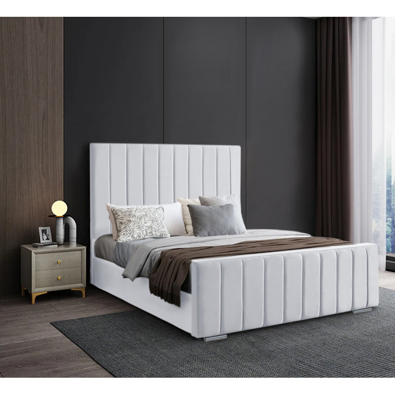 Banesa Upholstered Bed, White, Super King (6')