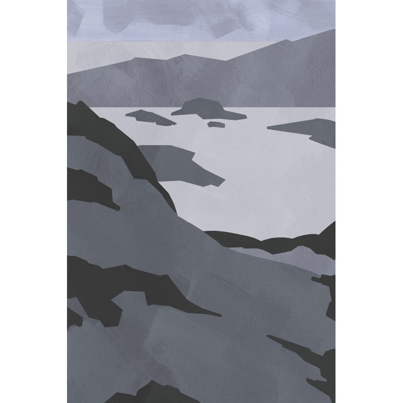 Grayscale Island Chain I - Print, 46cm H x 30cm W, Black Floater Framed