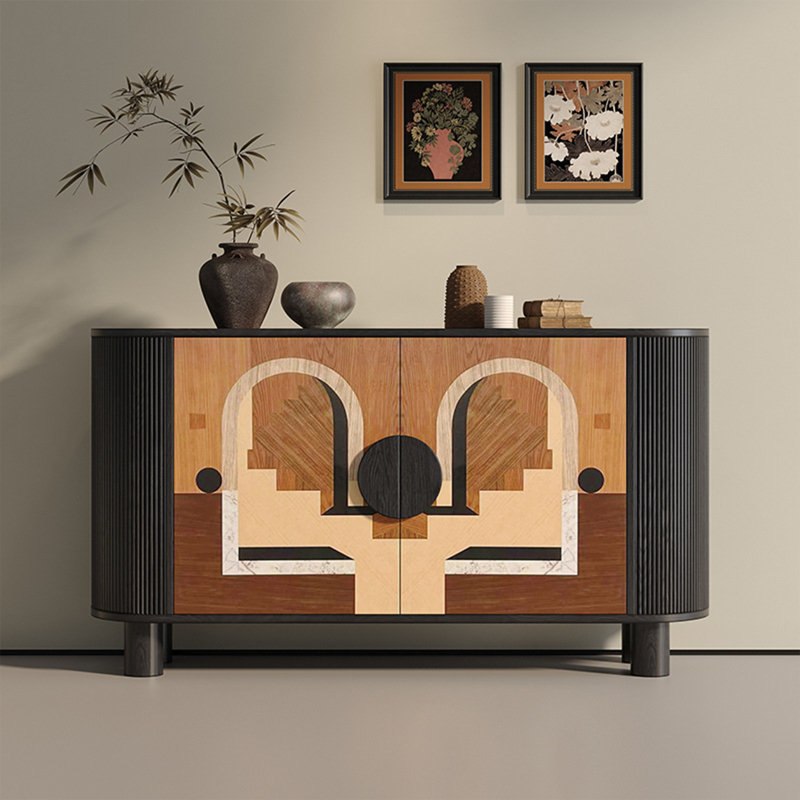Pinhua Wood Veneer Rounded Buffet Table
