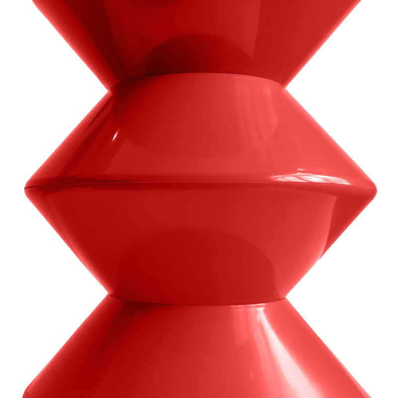 15" Wide Side Table In ABS Plastic With Double-Hourglass Design Michailo Collection, Red