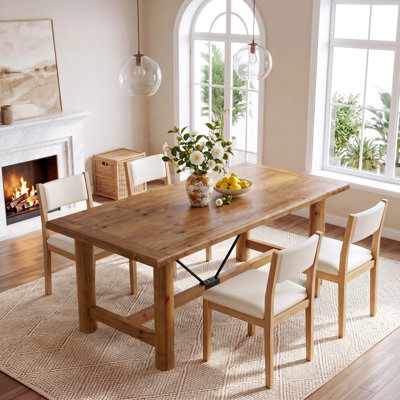Bureau d'ordinateur en bois massif de 160 cm, grande table de bureau à domicile