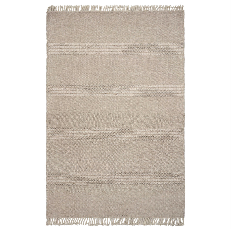 Hogan Natural Wool Hand Woven Area Rug, Rectangle 5' x 8'