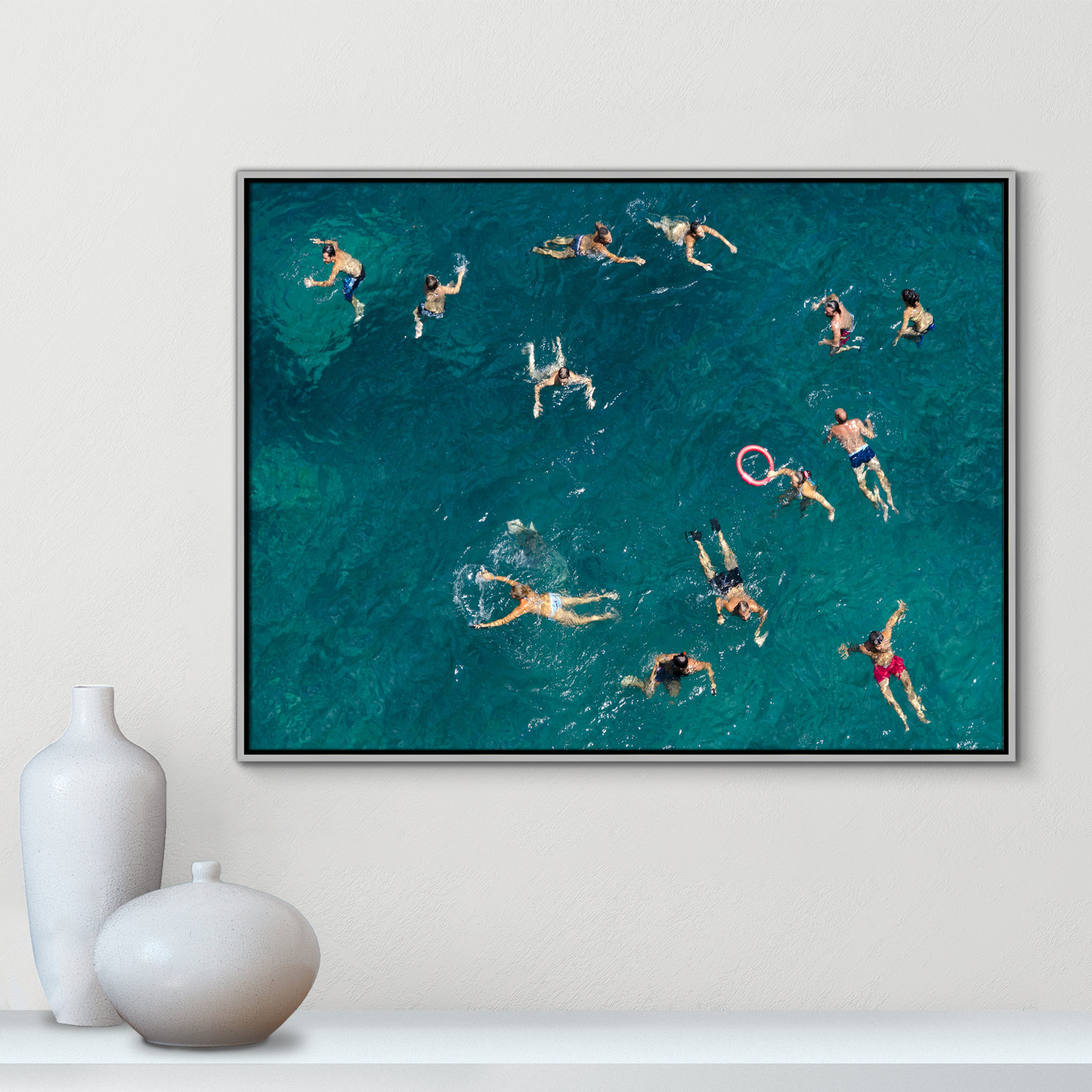 Norvell "Tonti" Print by Tonti, Silver Framed Canvas, 31.5" H x 41.5" W x 2" D