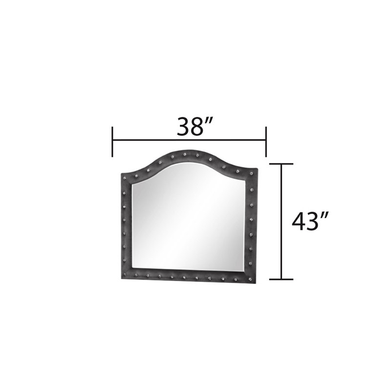 Miroir capitonné en cristal Sophia Modern Style, Gris