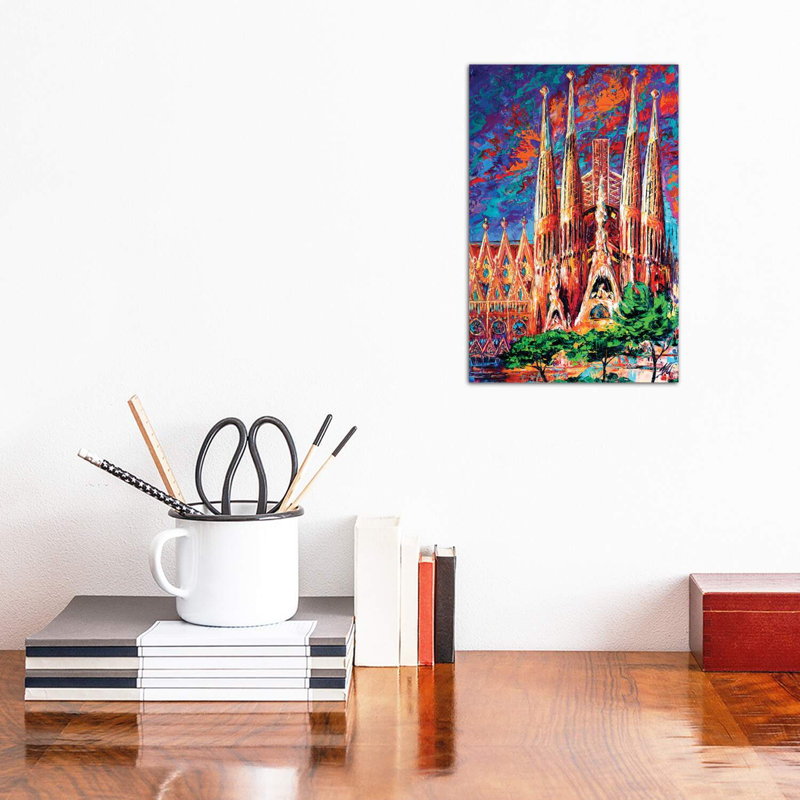 La Sagrada Familia by Natasha Mylius - Wrapped Canvas Painting, 20.32 cm H x 30.48 cm W