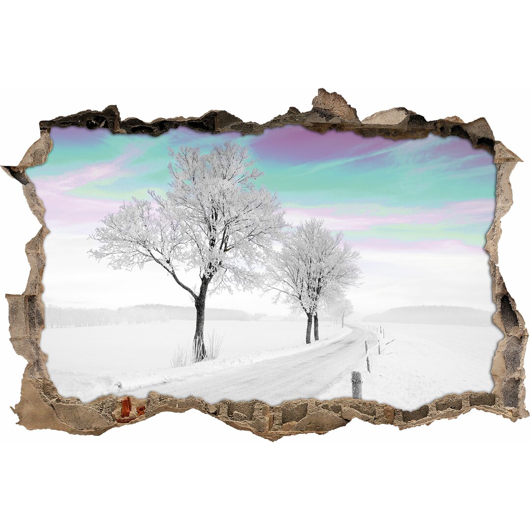 Wandtattoo Schneebedeckter Baum in schöner Winterlandschaft