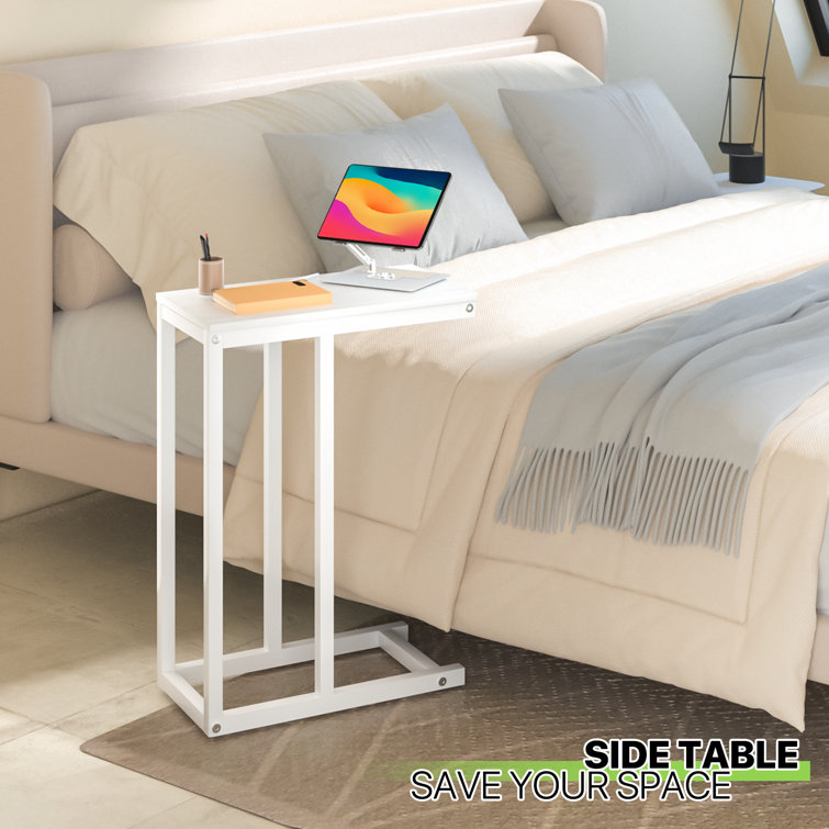 Small Sofa Side Table Under Couch Slide-Up Tuck TV Tray Stand C