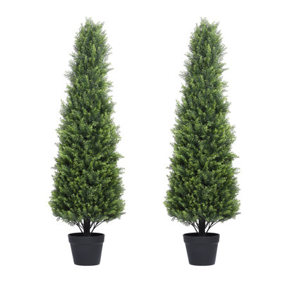 Faux cèdre topiaire cône artificiel résistant aux rayons UV en pot