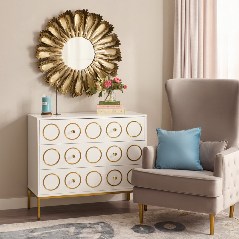 Round Metal Framed Wall Mounted Accent in Gold