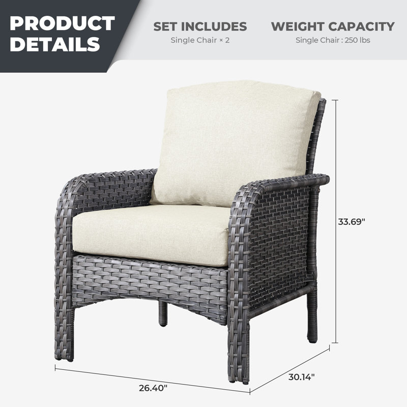 Gretna Wicker Outdoor Lounge Chair, Gray, Beige
