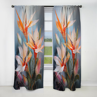 Birds Of Paradise Romantic I - Birds Of Paradise Curtain - Blackout Floral Curtain - 1 Panels