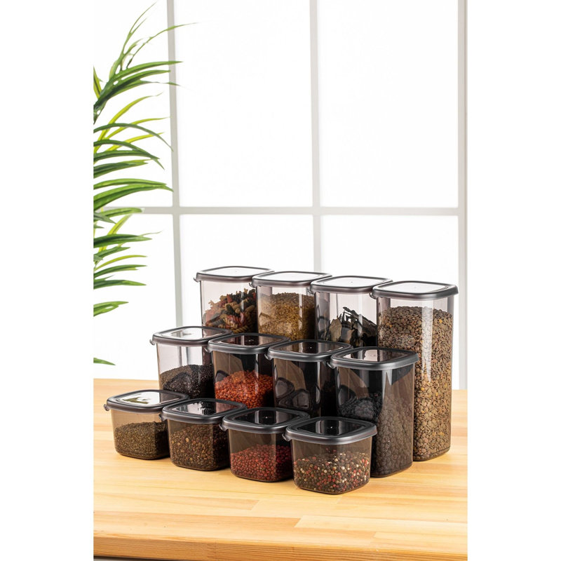 Versatile Storage Box Set, Anthracite Color, Includes 4 Boxes 3.9 x 3.9 x 3.7 in (18.6 fl oz), 4 Boxes 3.9 x 3.9 x 6.5 in (40.6 fl oz), 4 Boxes 3.9 x 3.9 x 9.6 in (59.2 fl oz) | 100% BPA Free Plastic, Dishwasher Safe, Ideal for Organizing Home & Office