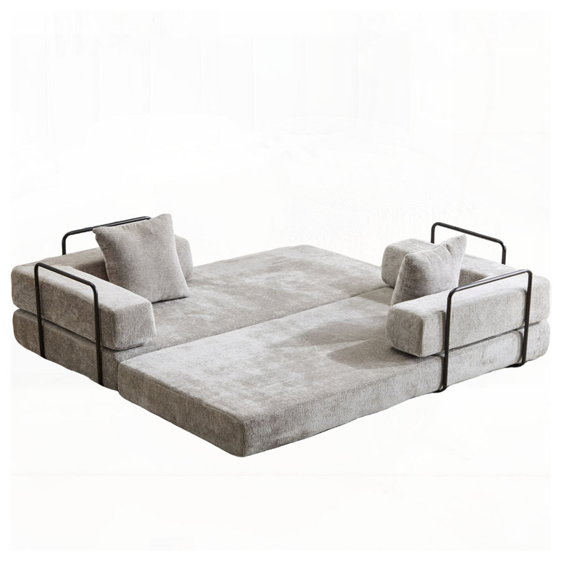 Canapé-lit convertible Chenille, Gris clair