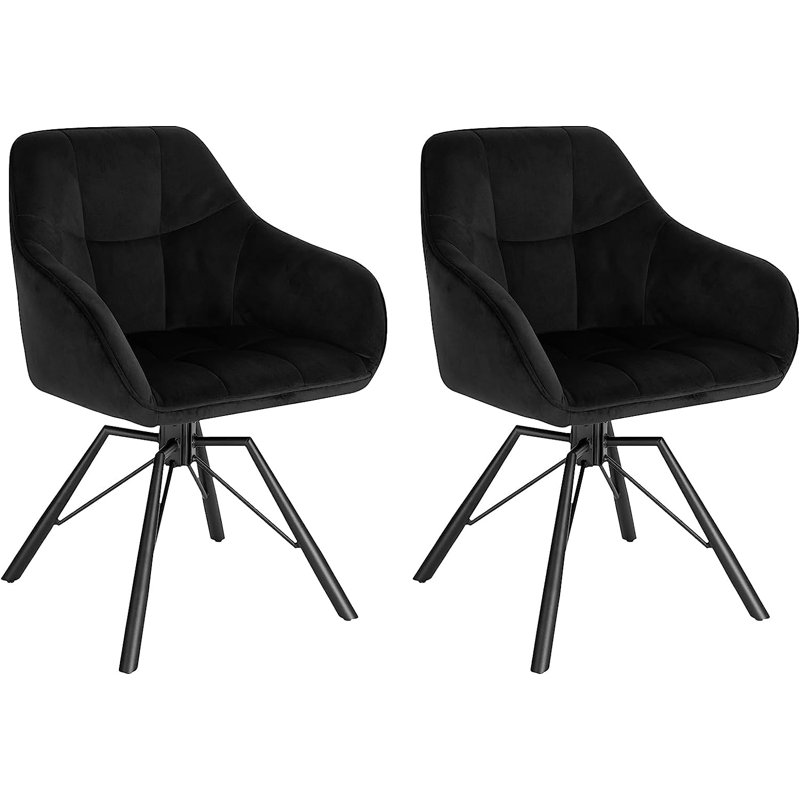 Alliene 48cm H Velvet Upholstered Armchair, Black, 2