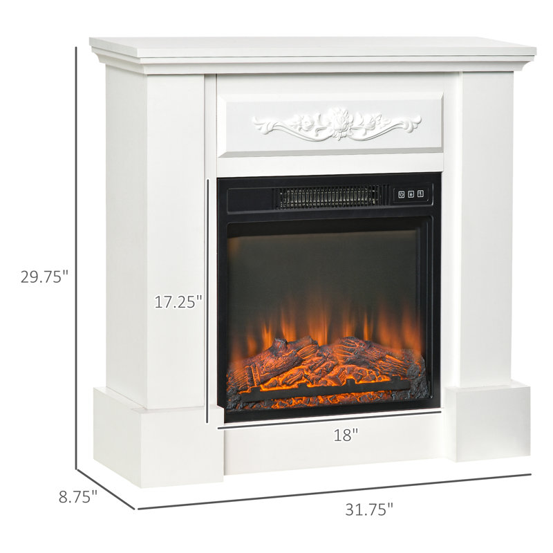 Foyer électrique 32 po avec capacité de chaleur de 1400 W, simulation de flamme à DEL, protection contre la surchauffe, télécommande, blanc, chaleur pour la sortie de la maison, fonction d'illusion, ajout de chaleur