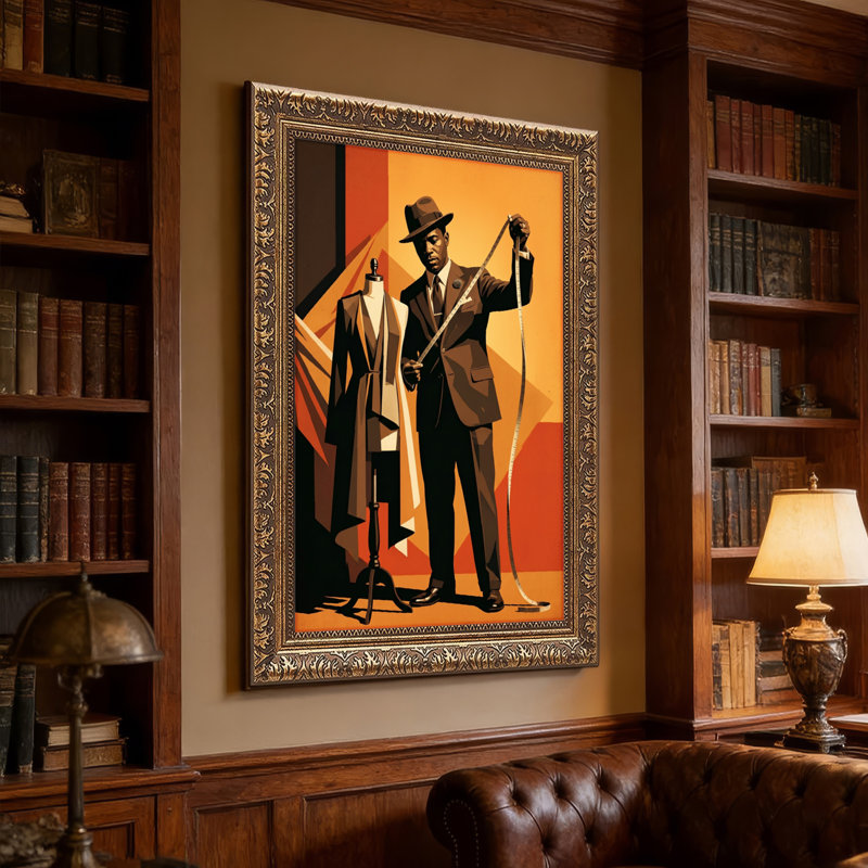 Art mural en toile noyer doré encadré pour le salon, la chambre à coucher, le bureau ou le vestibule - décoration murale décorative avec costume sur mesure
