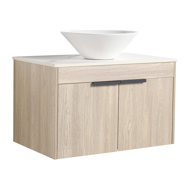 Meuble-lavabo moderne avec fixation murale peu encombrante et lavabo en céramique durable