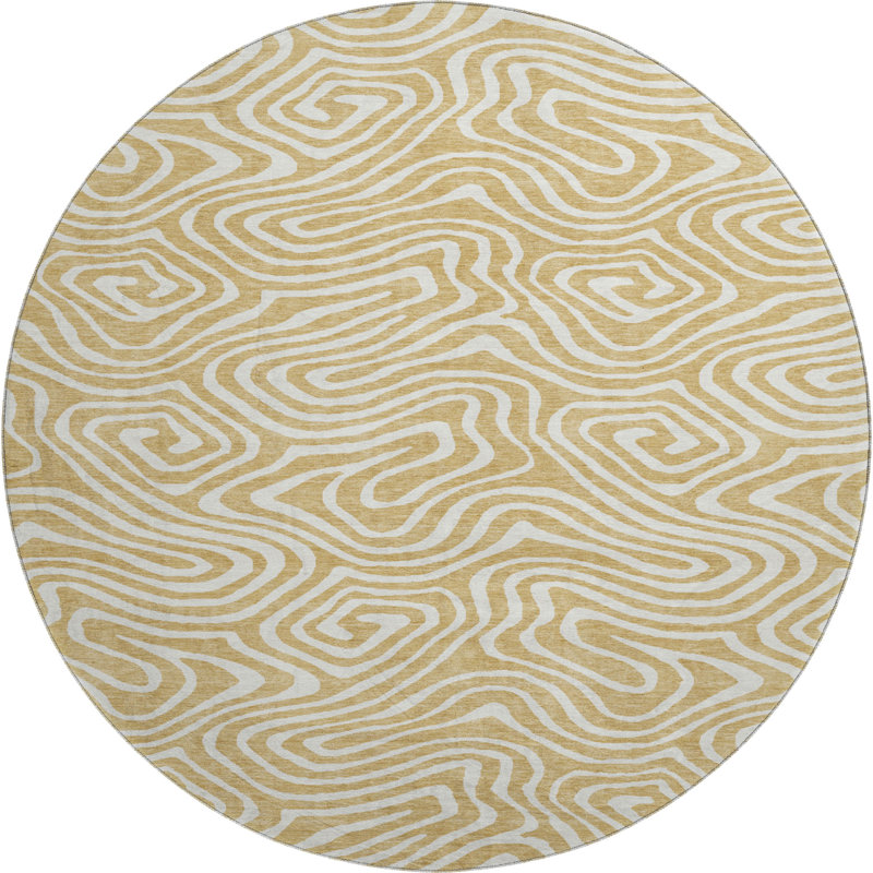 Premium Machine Washable Colmenero AMF1020 Swirls Rug, Round 8'