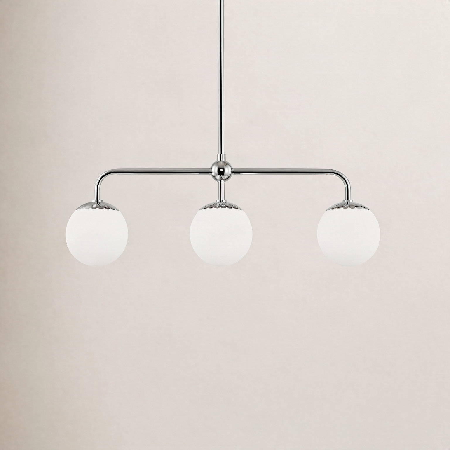 Deniaud 3 Light Glass Pendant, Polished Nickel