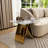 24 Inch White Tempered Glass End Table Set With Gold M-Shaped Base Set Of 2