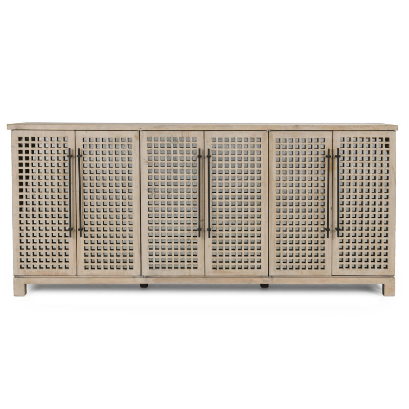 96'' Mirrored Lattice Wood Sideboard
