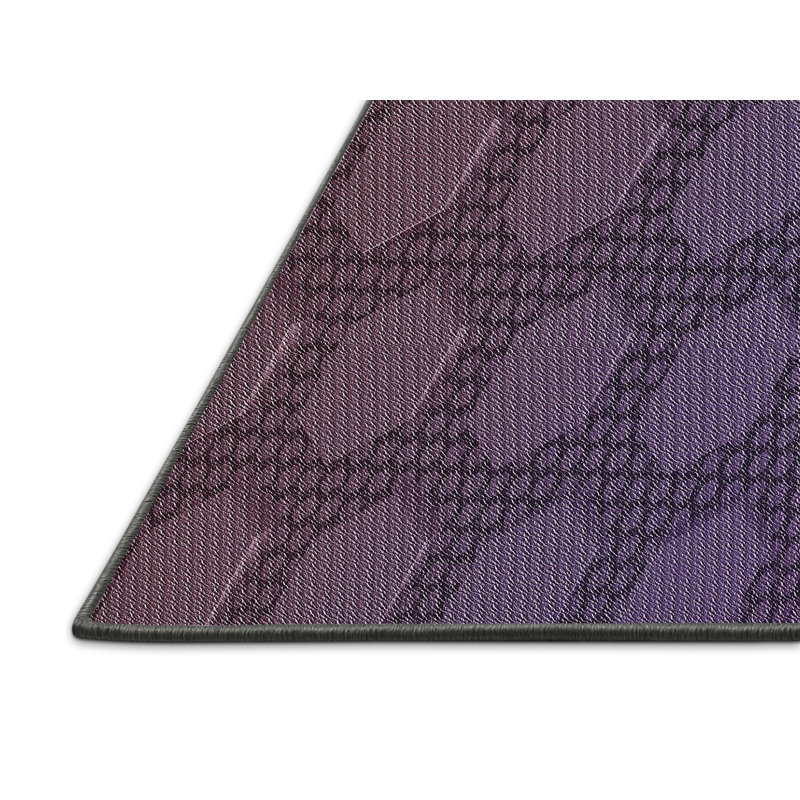 Laine tissé à la machine et polyester mauve/noir Tapis décoratif, Rectangle 7 pi x 10 pi